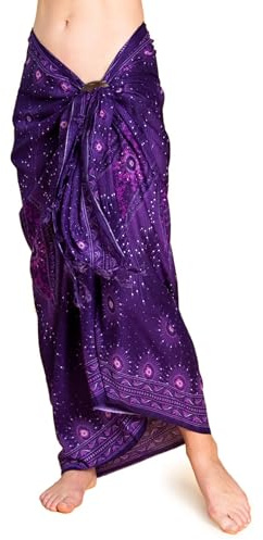 PANASIAM Sarong Tuch - Gr. L-XXL Pareo Tuch Peacock - für Damen & Herren | Lunghi, weiche Viskose, als leichter Strandrock, Wickelkleid, Strandtuch, Bikini Cover-up oder Wandbehang, Print-Design