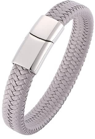 Stfery Pulseras Actividad Hombre, Pulsera De Cordón De Cuero Trenzado Estilo Simple Kit Pulseras Acero Regalo para el cumpleaños de San Valentin