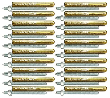 Isolbau Verbundanker Set - Verbundankerpatrone styrolfrei V20 + Ankerstange verzinkt M20 x 260 - ETA/ETAG Zulassung - 20 Stück
