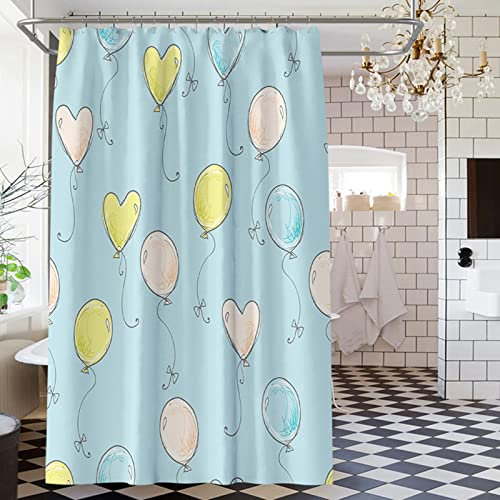 Tenda Bagno Vasca, Tenda Doccia Tessuto Pesante Poliestere Palloncino a Forma di Cuore 180X200cm Tenda da Bagno Decorativa