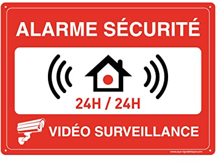 AUA SIGNALETIQUE - Panneau Signalétique en PVC Rigide et Compacte 1.5 mm. (170 x 121 mm, Alarme Sécurité 2)