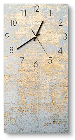 DEQORI Glasuhr | horizontal 30x60 cm | Motiv Wand mit Gold-Struktur | große XXL Design Uhr aus Glas | leise Wanduhr für Wohnzimmer & Küche | moderne Hingucker Uhr für die Wand