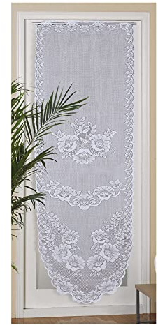 Bestlivings Türpanneaux 180x60cm Mona (Blument) Stangendurchzug, Voile Kurzgardine mit Stickerei - Bistrogardine Panneaux