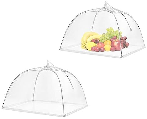 Roysmart Lot de 2 capots anti-mouches en maille - Pour aliments - Pliable - Protection contre les mouches - Pour nourriture, fruits, barbecue