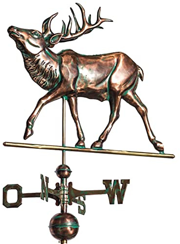 Große Linneborn Kupfer Wetterfahne, Motiv: Hirsch, Gesamthöhe: 108 cm, Elch, Wetterhahn