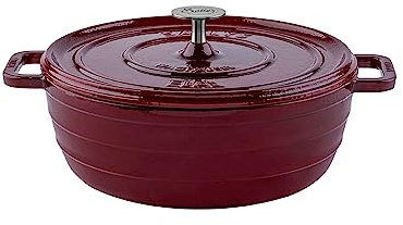 Sallys 'Ela' Deluxe Gusseisentopf - Robustes und Hochwertiges Kochjuwel für Perfektes Garen (Bordeaux)