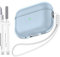 MHYALUDO Kompatibel mit Airpods Pro 2/1 Generation Hülle, Kompatibel mit Airpods Pro Hülle 2 Generation USB C Ladeanschluss, Transparente Weiche Hülle mit Lanyard Reinigungsstift, Blau