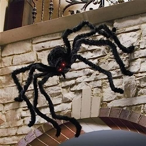 Halloween Riesenspinne, 90CM Halloween Spinnen Dekoration Outdoor, Schwarze weiche haarige gruselige Spinne Realistische große Spinne Requisiten für Haus, Hof, Party Gruselige Halloween-Deko