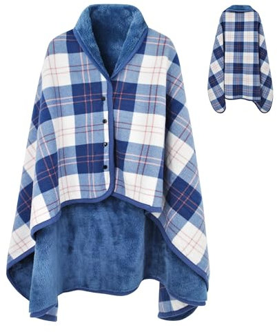 Beifon Poncho Winter Warm Damen Decke Flanell Fleece Cape - Weiche Dicke Wrap Open Front für Büro Zuhause - Frauen Mädchen Kinder