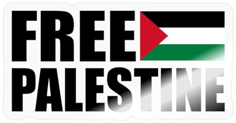Spreadshirt Free Palestine Flagge Palästina Schwarz Sticker Aufkleber, 10 x 10 cm, Transparent glänzend