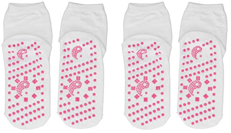 Self Heating Socks - Warm Socks for Cold Feet, Comfortable Breathable Cotton 4 Pairs Microwavable Heat Pads (White)