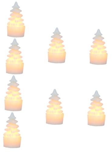 OSALADI 8 Stk Kerzenlicht Weihnachtsbaum-nachtlicht Wachskerzen Für Weihnachten Weihnachtliche Led-kerzen Vor Beleuchteter Weihnachtsbaum Weihnachtskerzen Weiß Plastik Teelicht Esstisch