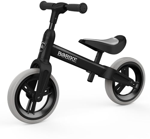 MHCYLION Laufrad ab 1.5-4 Jahre bis zu 25 kg, Lenkrad und Sattel höhenverstellbar, Lenkradschloss, Ultraleicht Kinderlaufrad Balance Fahrrad für Jungen Mädchen(Schwarz)