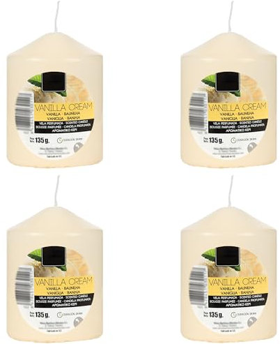 4 Stück Duftkerze Duft Vanillecreme, Beige Stumpenkerzen 7x5.7cm, Duft Stabkerzen 24 Stunden Verbrennung