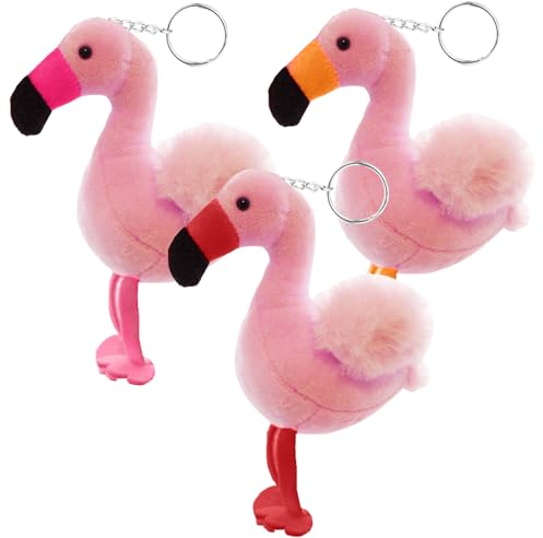 Falafoty Flamingo Schlüsselanhänger, 3PCS Rosa Plüschtiere Hängender Schlüsselanhänger, Flamingo Schlüsselanhänger Anhänger Hängende Ornamente für Damen Geschenk Handtasche Dekoration