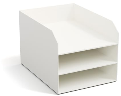 BIGSO Trey 3-stufige Briefablage – praktische Ablagefläche für Briefe, Dokumente in DIN A4-Format – Ordnungssystem aus Faserplatte mit Papier – weiß
