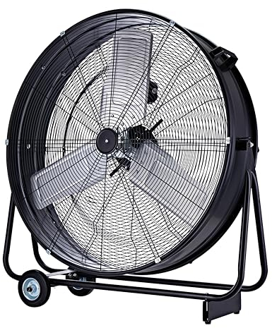 Be Cool Industrie-Windmaschine 75cm BCIWM75CM – Fahrbarer Trommelventilator, Ø 75 cm (30), 300 Watt, Vollkupfermotor, 2 Geschwindigkeiten, Aluminium-Rotorblätter, Spinnennetz-Schutzgitter, schwarz