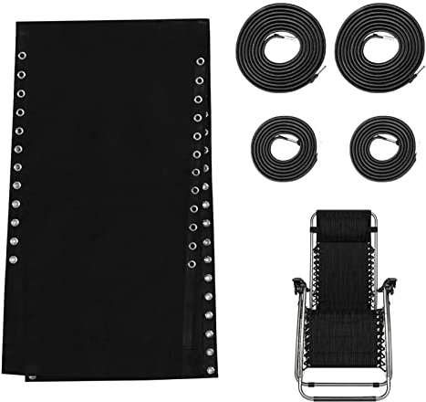 Shurzzesj Lounge Chair Tuch, Chaiselongue-Ersatztuch, Universals Ersatz Segeltuchs Ersatzkordeln, Schwarz, Atmungsaktiver Linenstoff, leicht anbringbar und abnehmbar, für Sonnenbaden, Outdoor