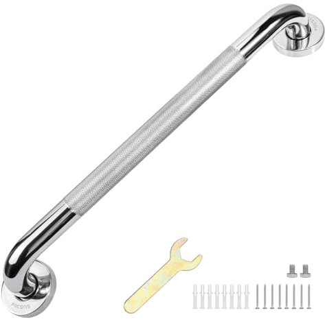sunzone Stück Badezimmer-Haltegriffe, 50cm, rutschfeste Haltegriffe, verchromt, SUS 304 Edelstahl, Badezimmer-Duschgriffe, Sicherheitshandlauf-Unterstützung, Haltegriffe für ältere Menschen