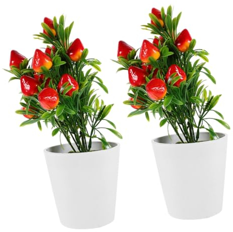 TOPBATHY 2 Sets Hochzeit Raumdekoration Simulierter Obstbaum Büro Obstbaum Tisch Obstbaum Künstliche Erdbeere Im Topf Künstlicher Obstbaum Simulations Bonsai Ornament