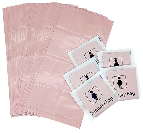Sadocom Damenbinden-Entsorgungsbeutel einzeln verpackt, 100 Stück Damenhygiene-Entsorgungsbeutel, Sichtschutz, Binden-, Tampon-Beutel für Badezimmer, rosa