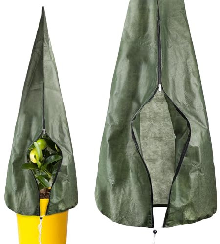 Supaway Coperta Invernale Riutilizzabile per Piante Coperta Invernale per Piante in Tessuto Non Tessuto con Cordino e Cerniera Coperte antigelo per Alberi, Palme, Piante da Balcone, 300 x 150 cm