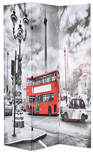 Homgoday Separe Windschutz für den Außenbereich, faltbar, 120 x 170 cm, Druck London, weiß und schwarz, Windschutz für den Außenbereich, Trennwand für den Außenbereich, h