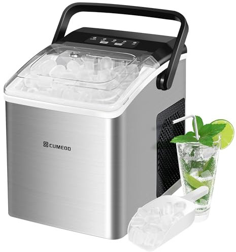 CUMEOD Machine à Glaçons, 12kg en 24h, 9 Glaçons en 6 Minutes, 2 Tailles de Glaçons, 125W Machine a Glacons avec Capteur Infrarouge et Autonettoyant, Ice Maker pour Camping/Maison/Cuisine