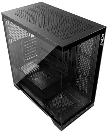 XPG Invader X säulenloses Mid-Tower-Gaming-Gehäuse aus gehärtetem Glas, Schwarz Farbe – INVADERXMTWOF-BKCWW