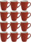Mugs Set Coffee Tea Hot Chocolate Milk Tumbler Large Mugs for Multipurpose House Office Cafes Use Ideal for Gifting Tableware (Red Strip 12pcs 370ml)