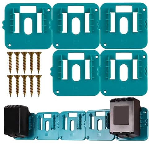 5 Pack Battery Holder for Makita 18V Batteries Wall Mount Dock Organizer for BL1860 BL1850 BL1840 BL1830 (Includes 10 Screws No Battery)