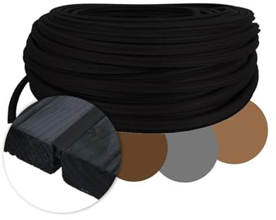 Terrassenfugenband für Terrassen TPE von 5,0 bis 7,5 mm - 8,0 bis 10,5 mm Fugendichtband für Terrassendielen aus Holz & WPC - UV Stabil, Witterungsfest, Temperaturbeständig (25, schwarz, 8-10,5mm)