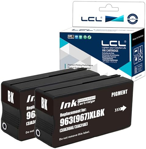LCL Kompatibel tintenpatrone 963XL 963 XL 3JA30AE 3JA26AE High Yield Pigment (2Schwarz) Ersatz für HP Officejet Pro 9010, 9012, 9013, 9014, 9015, 9016, 9018, 9019, 9020, 9022, 9023, 9025
