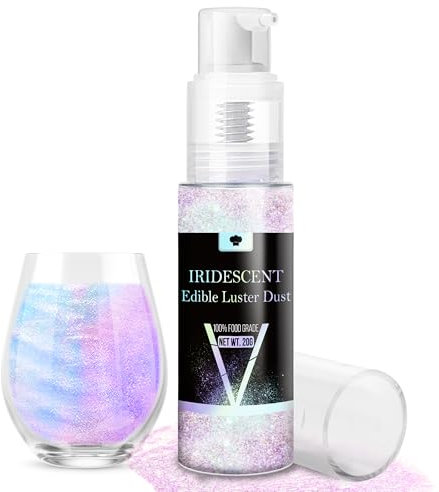 Essbarer Glitzer Spray Set - 20g Irisierend Lebensmittel Glitzer Glitzerstaub für Getränke, Champagner, Kuchen - Essbarer Metallisch Lebensmittelfarbe Pulver zum Cocktails, Wein, Likör, Backen, Torten