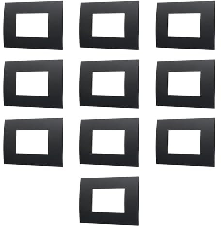 CONFEZIONE DA 10 PLACCHE IN TECNOPOLIMERO, COMPATIBILE CON VIMAR ARKE', 3 MODULI/POSTI, COLORE NERO, RETTAGOLARI, SQUADRATE, ALTA QUALITA', DESIGN ELEGANTE E MODERNO, PER INTERRUTTORI/PRESE