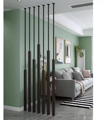 Schwarzer Raumteiler aus Metall für das Home Office, 30–300 cm, individuell anpassbarer freistehender Trennwandschirm – Modern zur Trennung von Wohnzimmer und Schlafzimmer(D-7pcs,180cm(70.87in))