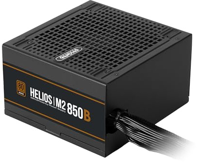 GAMDIAS Helios M2-850B (EU) Fuente de Alimentación No Modular para Carcasa ATX de PC, 850W, 80 Plus Silver, Lista para ATX 3.1 y PCIe Gen 5.1, Diseño DC a DC, Protección Pesada, Cables Planos, Negro
