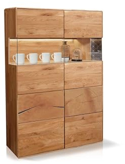moebel-eins SARRAGOSSA Highboard II, Material Massivholz, Wildeiche geölt