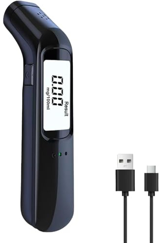 IFacaMei Alcoholimetro Homologado, Alcoholímetro Digital con Pantalla LCD, Profesional Alcoholímetro Portátil con Batería Recargable por USB, Sensor Semiconductor, para Uso Personal Y Profesional