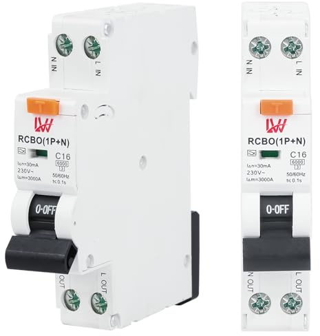 TEOV FI/LS-Schalter Fehlerstromschutzschalter 1P+N C16 30mA RCBO DIN Rail Mounting Leitungsschutzschalter