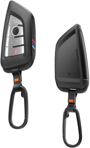 Spigen BMW Key Fob Case with TPU, Car Key Cover with [1 Pack] Carabiner & Strap, Designed for BMW Accessories, Car Key Holder - Black