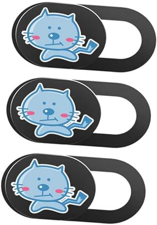 LOLIPPYY 3PCS Cat Pattern Webcam Cover Slider for Laptop Tablet Privacy Protection Ultra Thin Camera Cover with Adhesive Tape Easy to Use Anti-peeping Device