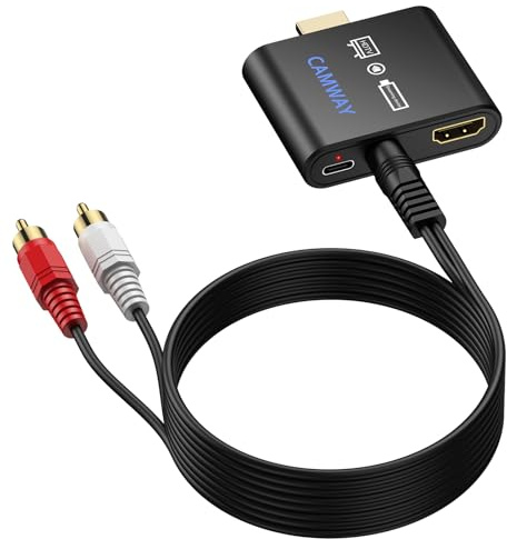 CAMWAY HDMI Audio Extractor for Fire TV Stick 4K Max Lite, HDMI to HDMI + 3.5mm Audio Adapter for Speakers Headphones, 4K 30Hz Stereo Converter, Integrated Compact Design, USB Powered