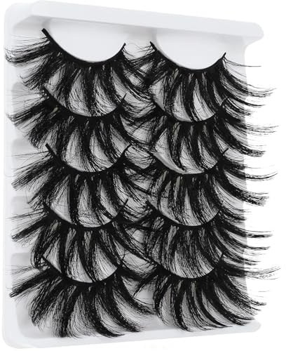 Fluffy Lashes, False Eyelashes, 5 Pairs Multi-Layered 25mm Lashes, 5D Dramatic Artificial Mink, Fluffy Thick Eyelashes