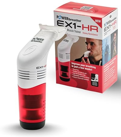 POWERBREATHE EX1 I hoher Widerstand I Atemtrainer zur Stärkung der Atemmuskulatur I Exspirationsmuskeltrainer mit 11 Stufen I Atemtrainingsgerät für Atemübungen