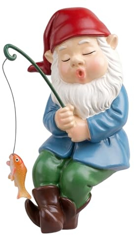 Tashce Figurine de Nain de Jardin Pêcheur Amusant pour Bassin de Jardin | Statue de Jardin Décoration Extérieure, Adaptée pour Cour, Pelouse et Tous les Aménagements Verts
