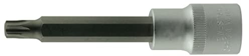 SW-Stahl 05341L Schraubendrehereinsatz, 1/2 Zoll T20 x 100 mm Bit für Torx | Lange TX-Steckschlüssel-Nuss aus Chrom-Vanadium-Stahl, brüniert - Für TX-Schrauben in Werkstatt & Heimwerk