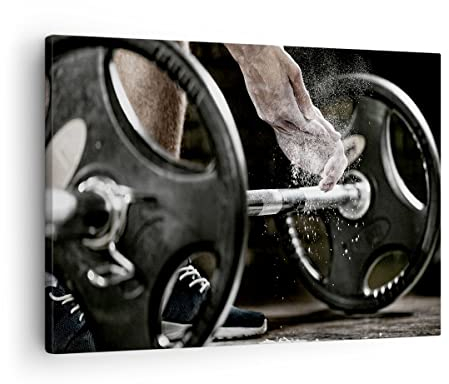 Bilder auf Leinwand Sport athlet anheben fitness Leinwandbild 70x50cm Wandbilder Dekoration Wohnzimmer Schlafzimmer Küche Deko Klein Wanddeko Bild Wand Kunstdruck Art Wall Decor Canvas AA70x50-2931