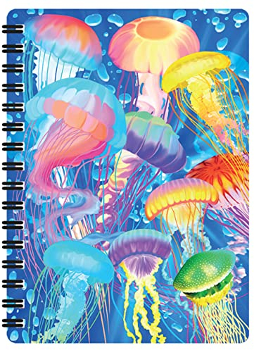 3D LiveLife Jotter - Jelly Jiggle von Deluxebase. Linsenförmiges 3D Quallen A6 Spiral-Notizbuch. Liniertes Notizbuch mit Kunstwerken, die vom bekannten Künstler Michael Searle lizenziert wurden