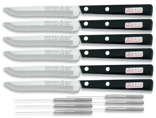 Güde Messer - Serie Universalmesser - Set Allzweck- und Steakmesser 6 tlg. - Klingen 11 cm - Feinverzahnung - Griff Kunststoff - 9300-11-6